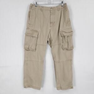 Old Navy Cargo Pants Men 32x26 Khaki Teakwood Cargo Utility Pockets Classic Y2K